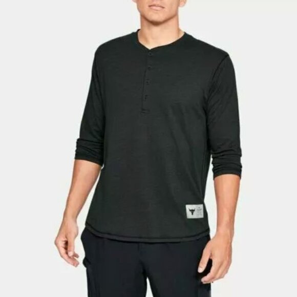 Under Armour Mens UA X Project Rock ¾ Sleeve Henley 1346095-001 Black Size S NWT - Picture 1 of 4